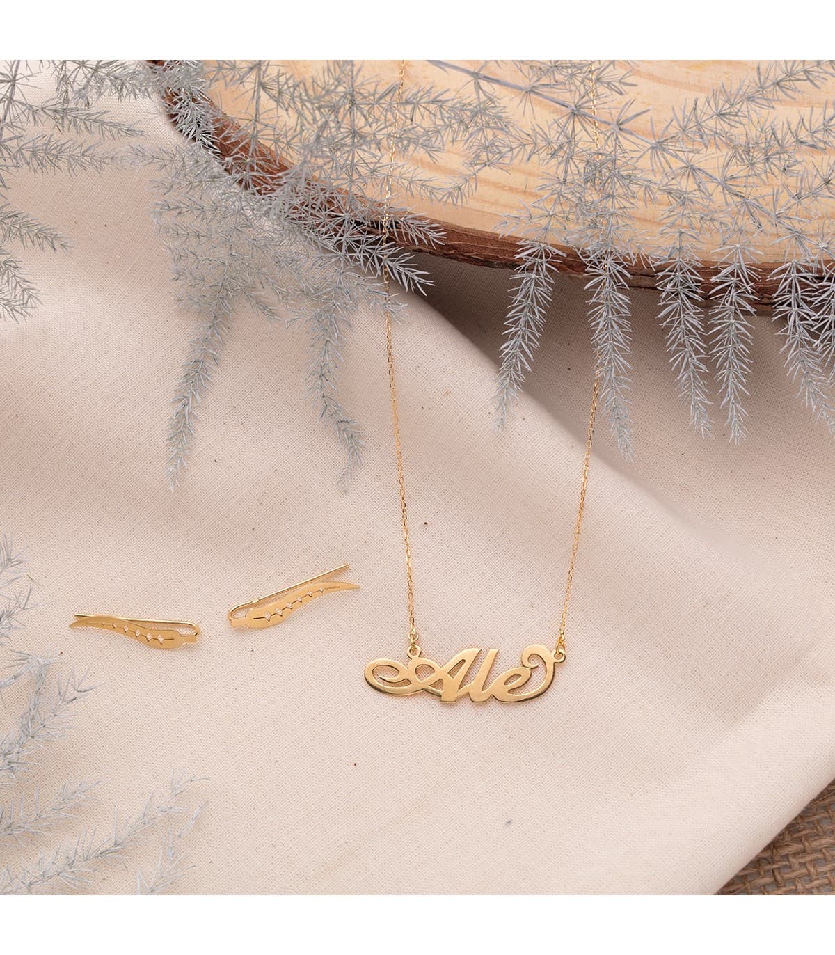 Grimpeurs d'oreilles Feuille Saule Or 18K