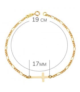Pulsera de mujer oro 18 kilates cruz cadena eslabones figaro