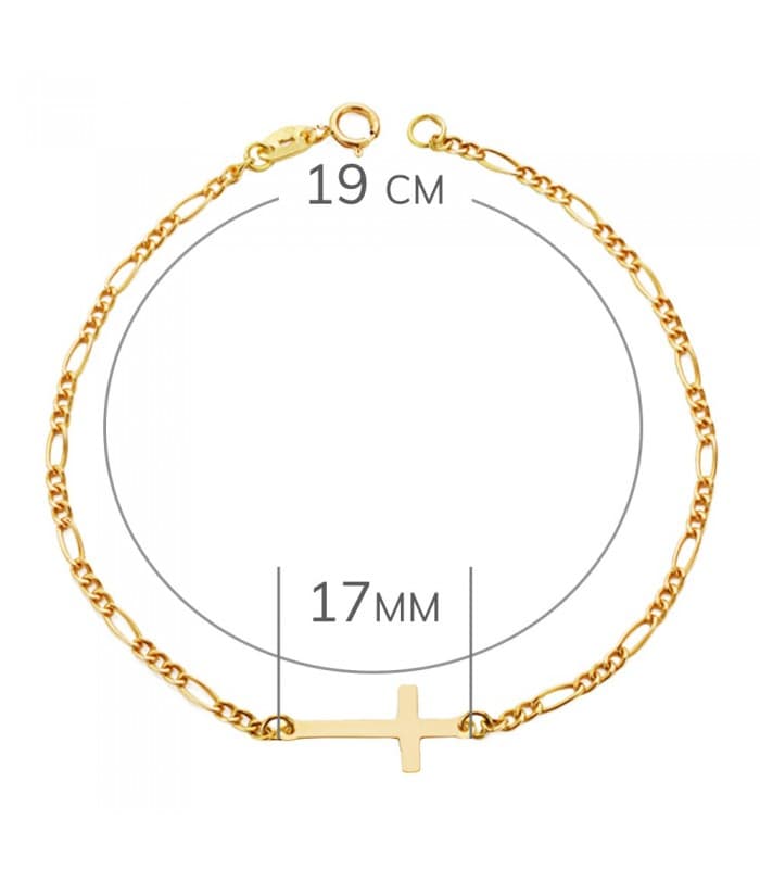 Pulsera de mujer oro 18 kilates cruz cadena eslabones figaro