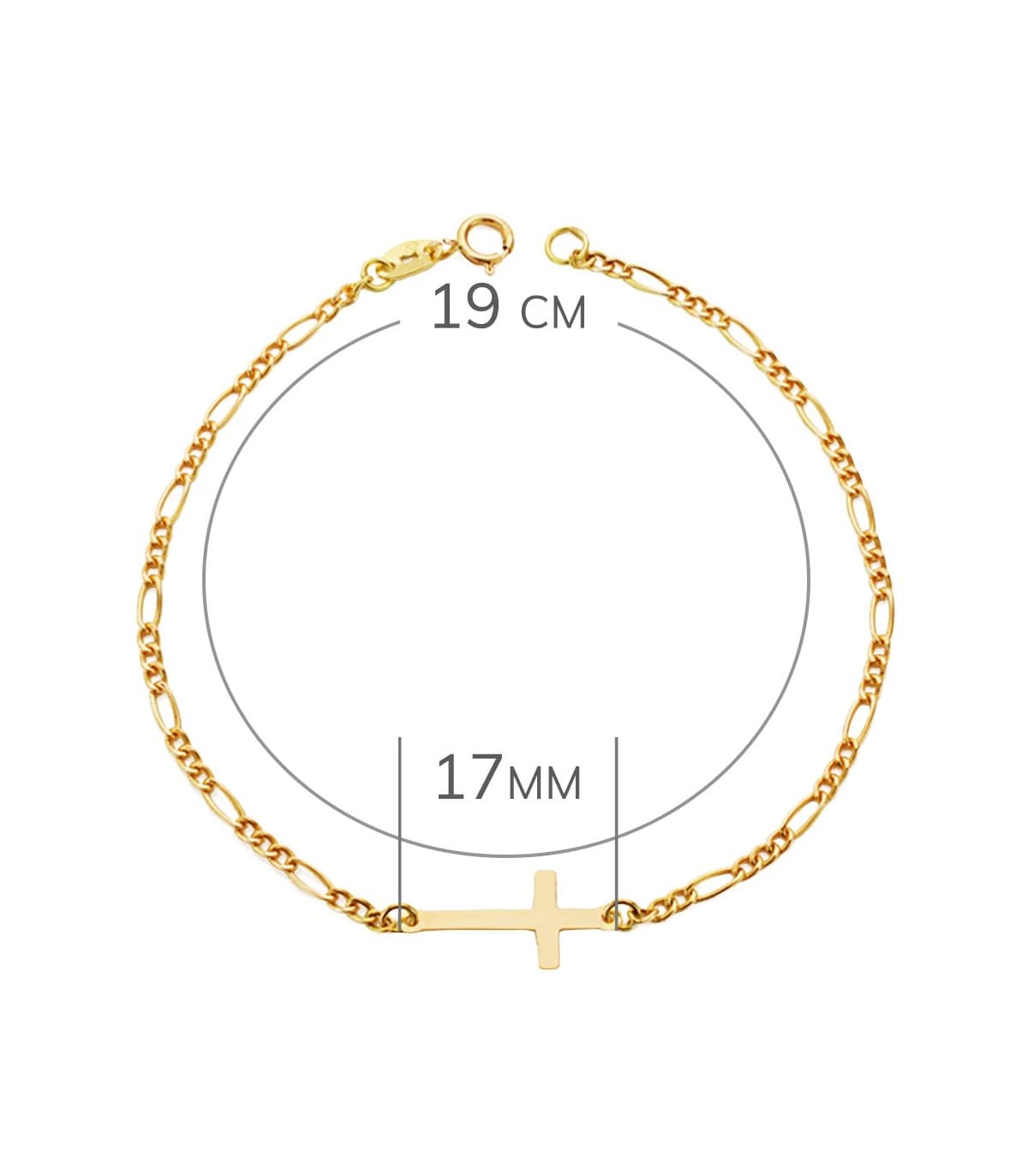 Pulsera de mujer oro 18 kilates cruz cadena eslabones figaro