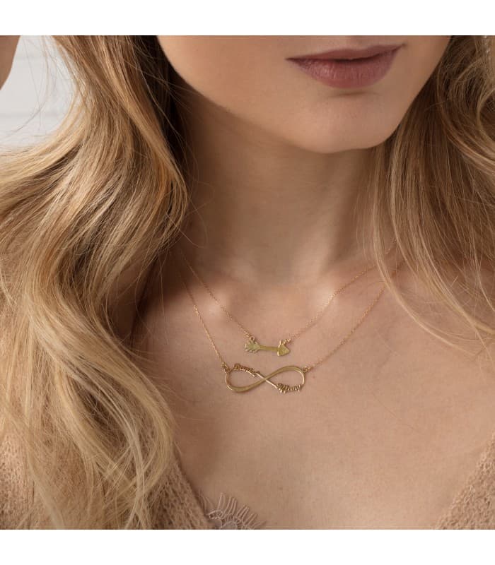 Collar flecha de cupido de oro amarillo 18 kilates
