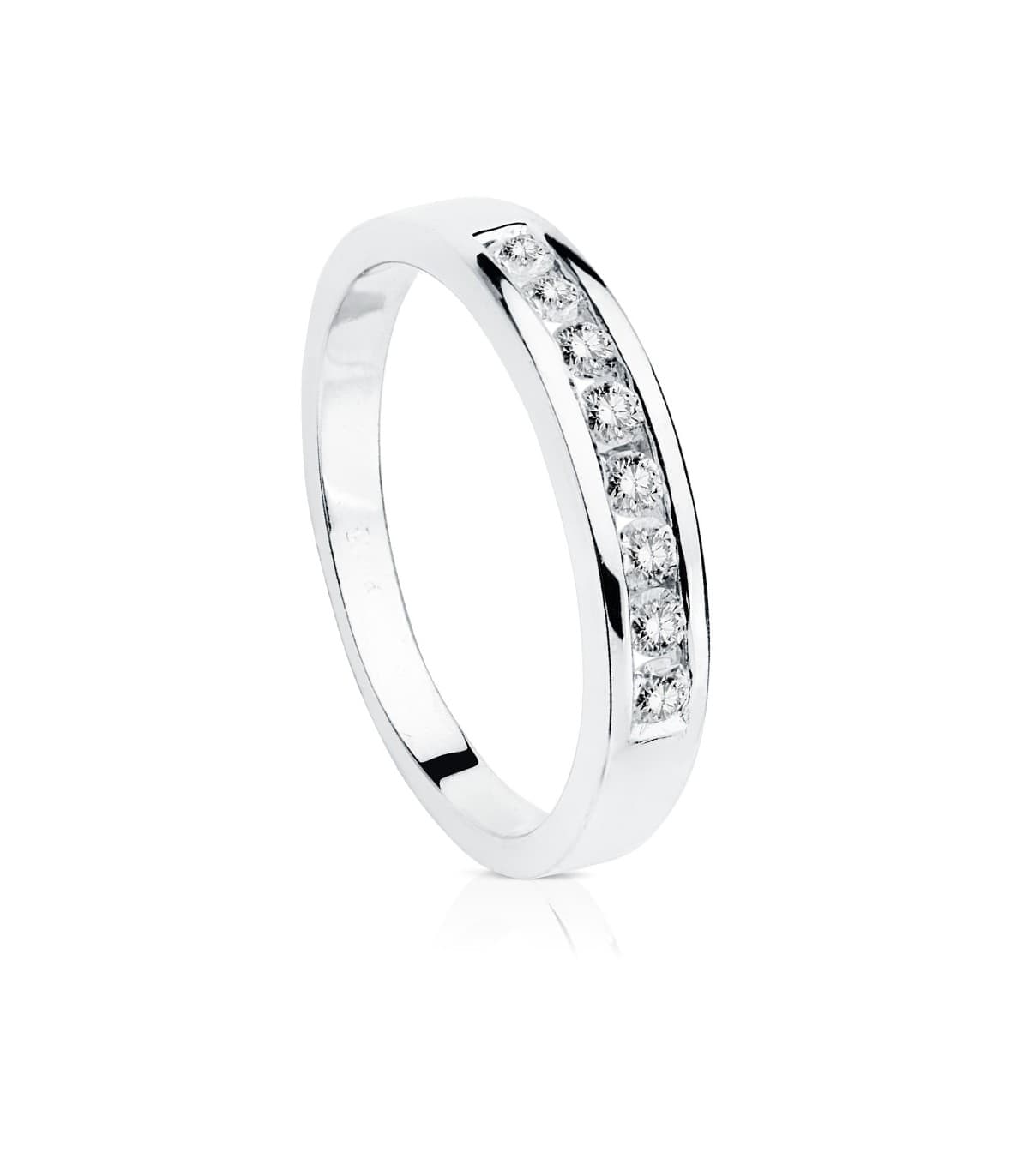 Alliance de mariage en Or Blanc 750 avec Diamants 0.240 Ct. Bagues de mariage pour femme.