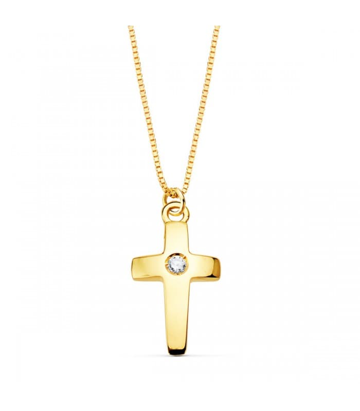 Gargantilla Cruz Diamante 0.015 Qt. Oro 18K