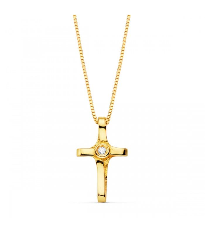 Gargantilla Cruz OA 18K Diamante 0.010 Qtes.