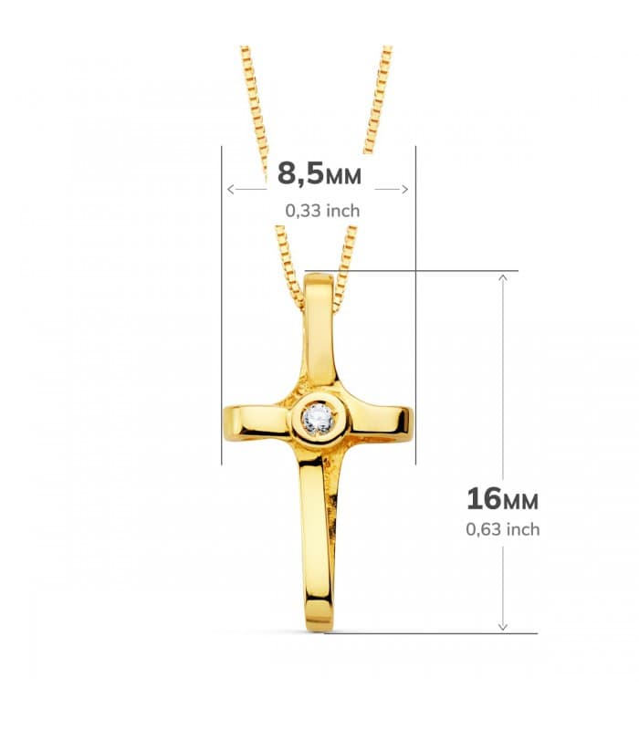 Gargantilla Cruz Oro 18K Diamante 0.015 Qt.