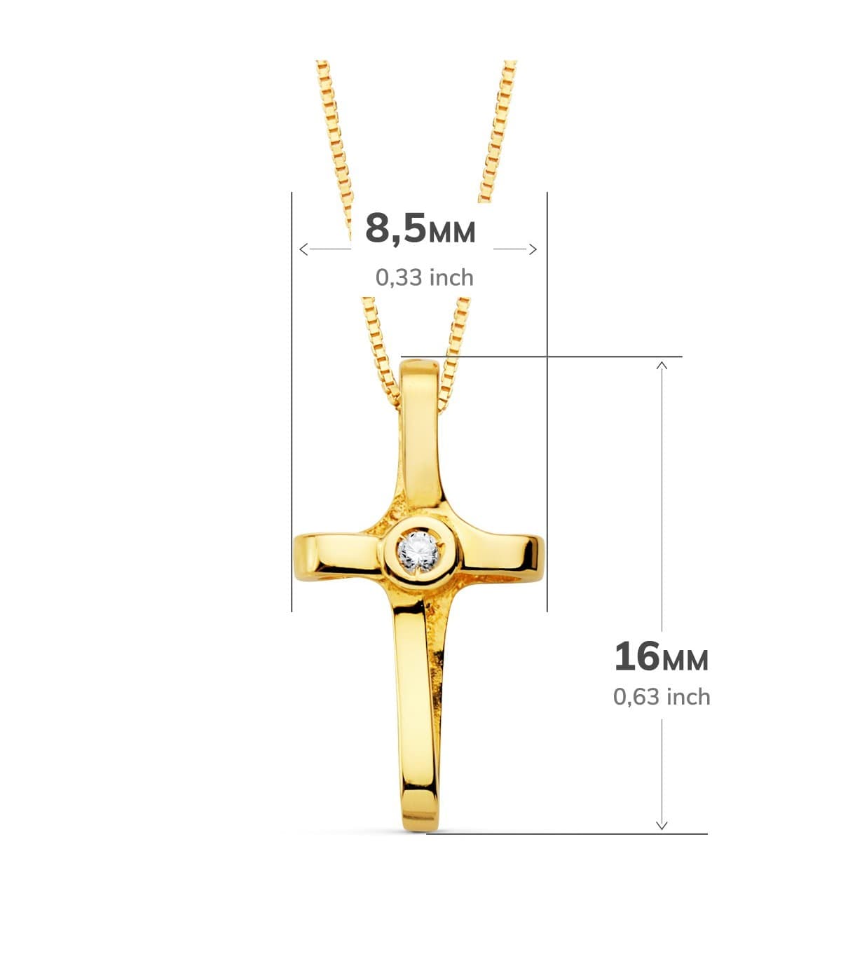 Gargantilla Cruz Oro 18K Diamante 0.015 Qt.