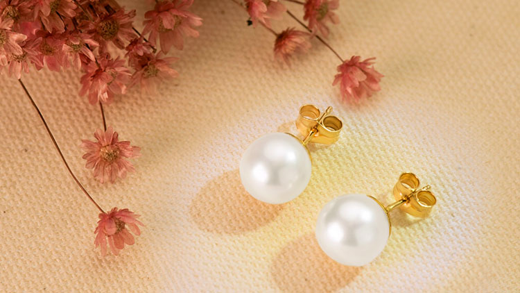 perlas australianas , pendientes de perlas cultivadas de oro
